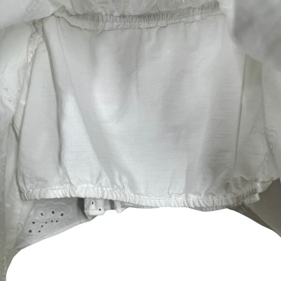 Zara Eyelet Embroidered Ruffle Crop Top Small White Boho Cottage Dainty Coquette - Picture 5 of 8